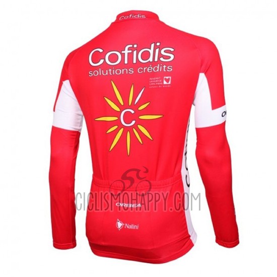 Cofidis Cycling Jersey Bib Tight 2016 Long Sleeve White and Red